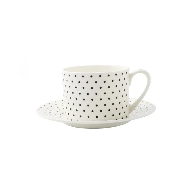 BowLift 丨 Bone China Coffee Cup & Saucer Set Black-White Geometric Bone by BowLift