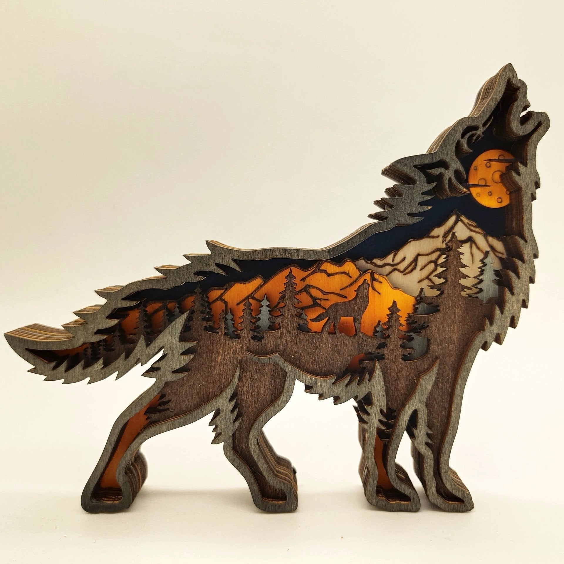 Holiday Gift Wooden Animal Carved Lamp Ornament by BowLift
