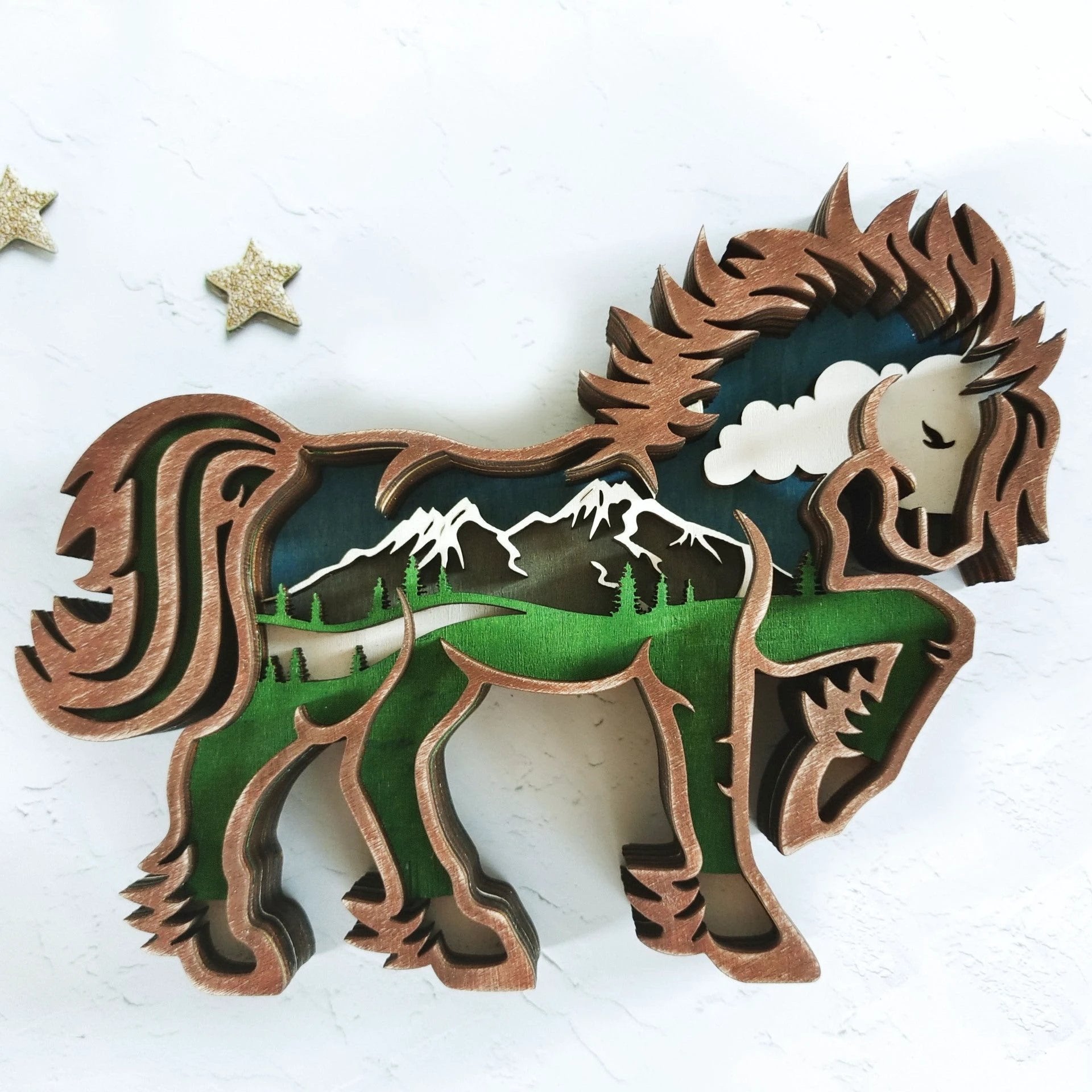 Holiday Gift Wooden Animal Carved Lamp Ornament by BowLift