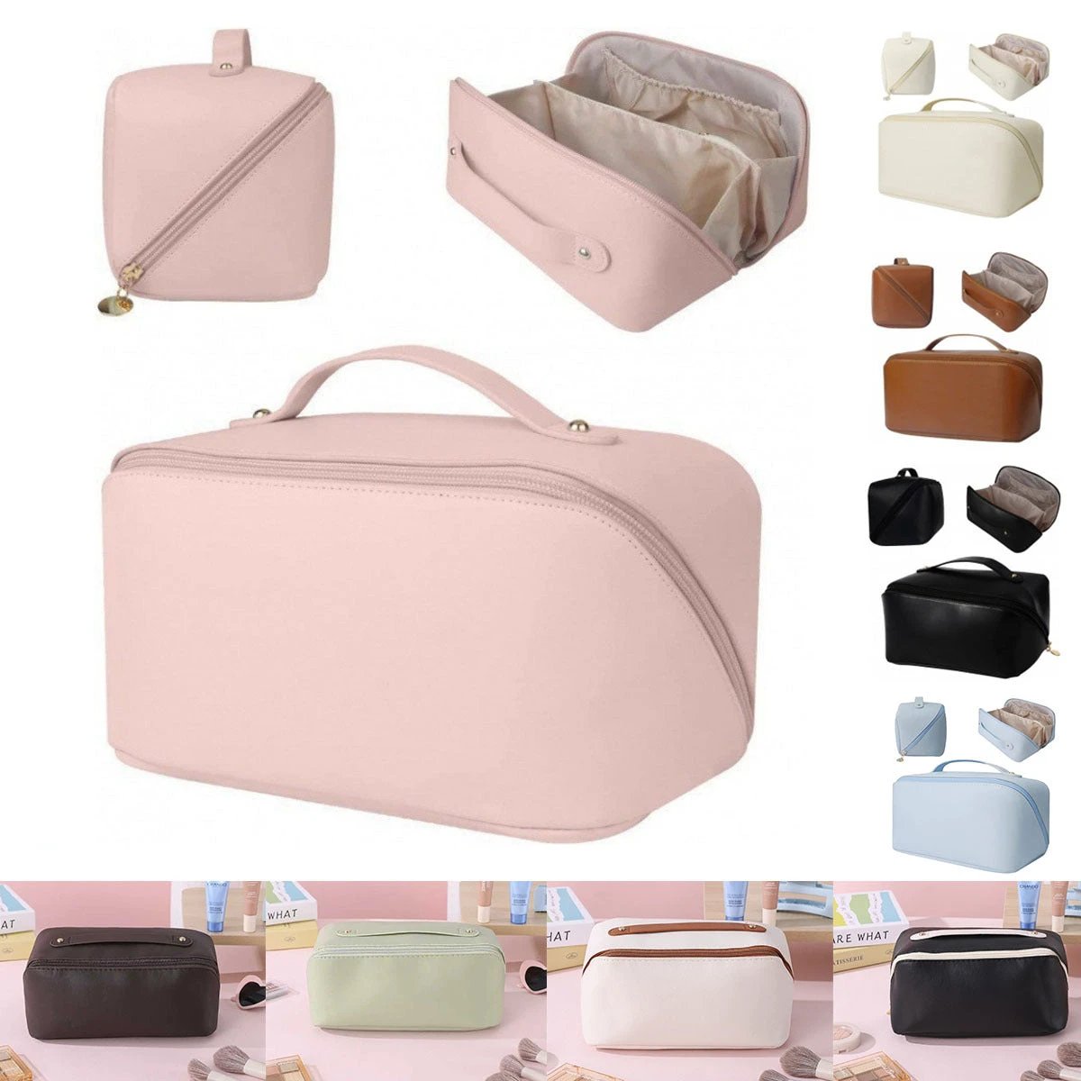 BowLift 丨 Portable Travel Cosmetic Bag Large Capacity High-value PU Leather by BowLift