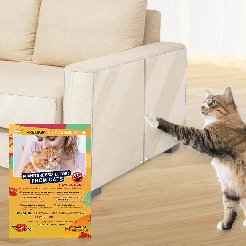 Sofa Anti-Cat Scratch Protective Film (10 Pieces) | Invisible, Transparent, Wear-Resistant, Durable, Furniture Protection, Cat and Dog Scratch and Bite Repellent by BowLift