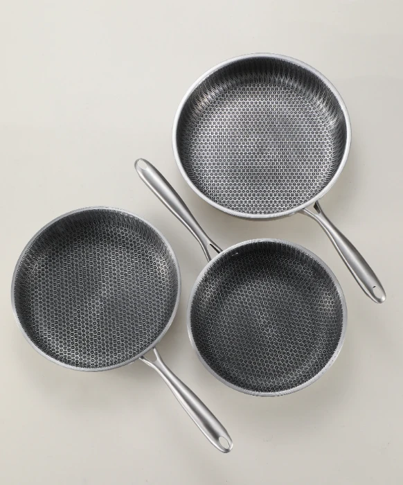 Stainless Steel Uncoated Non-stick Frying Pan by BowLift