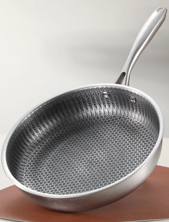 Stainless Steel Uncoated Non-stick Frying Pan by BowLift