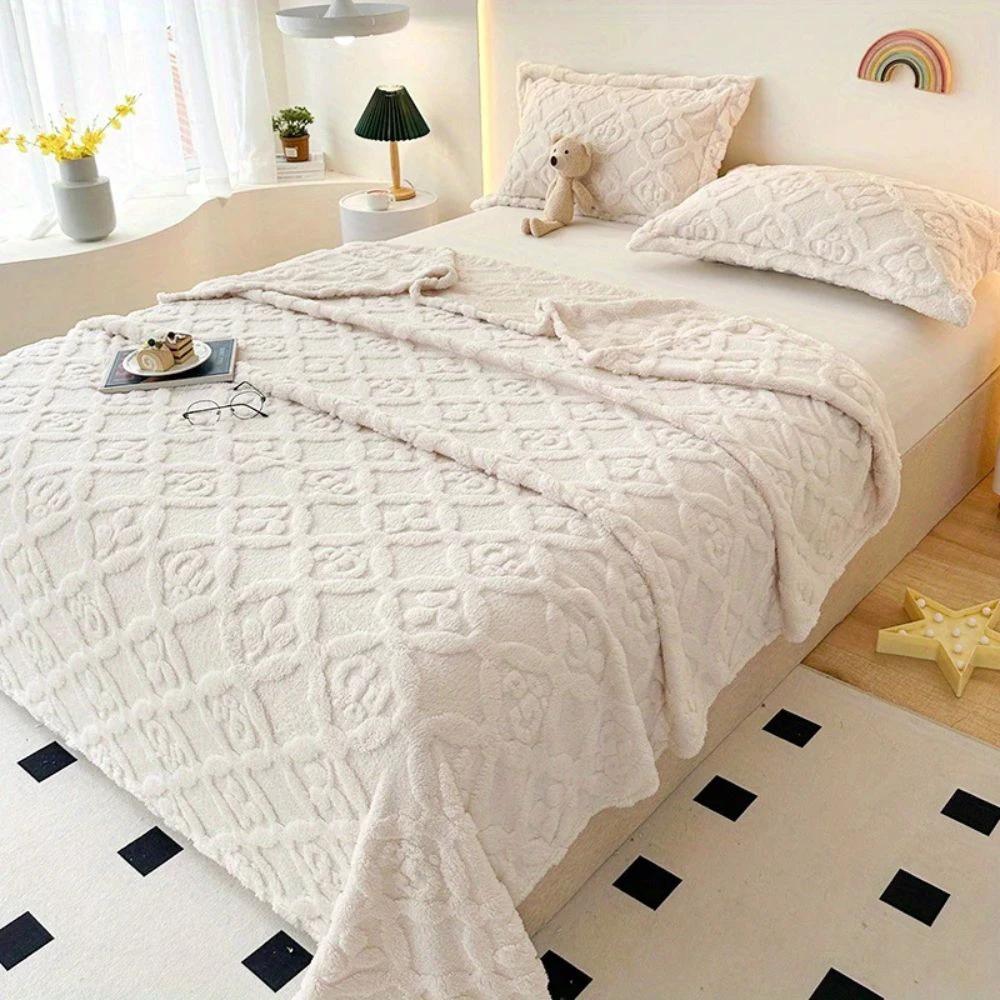 Leaf Embroidery Fleece Winter Blanket by Casa & Beyond