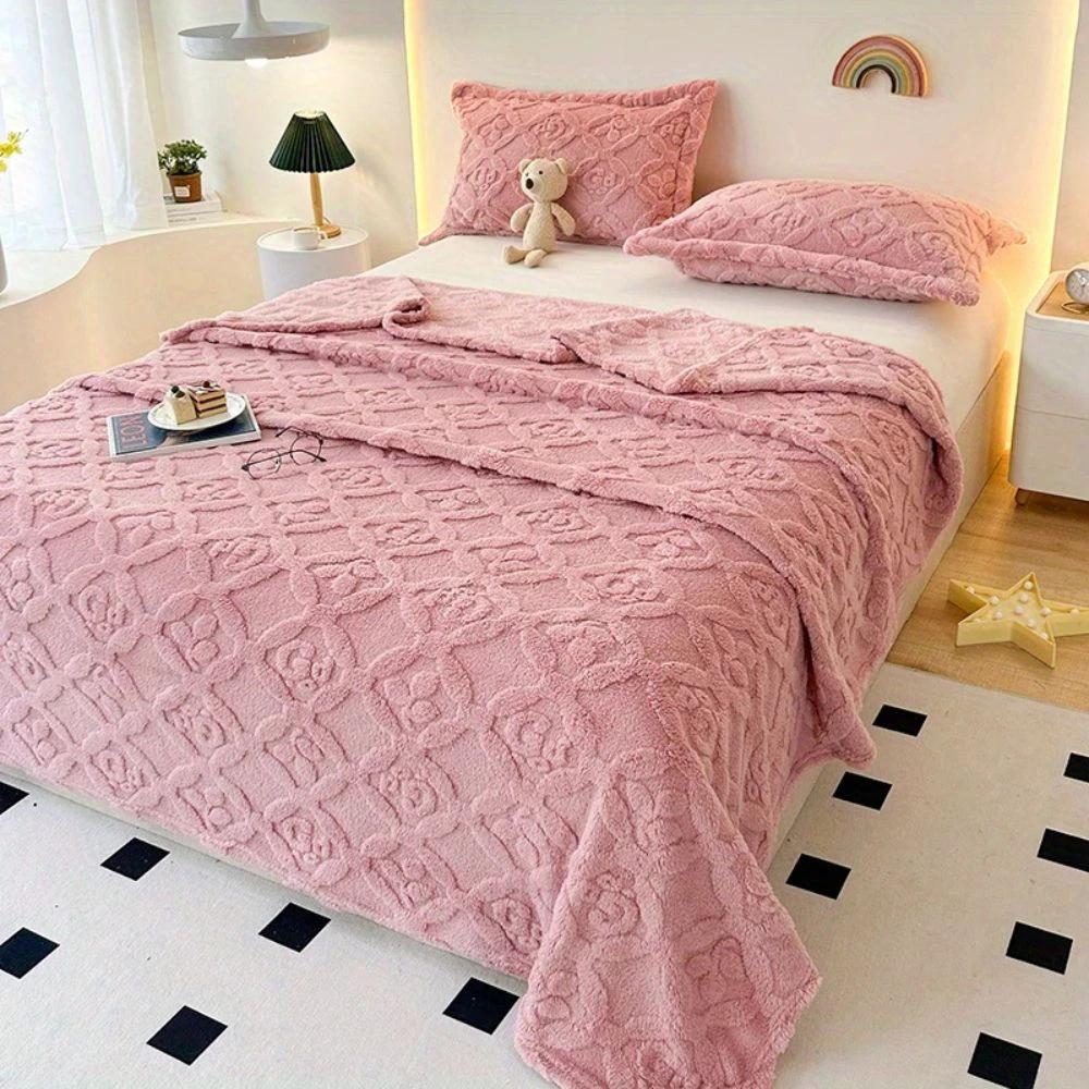 Leaf Embroidery Fleece Winter Blanket by Casa & Beyond