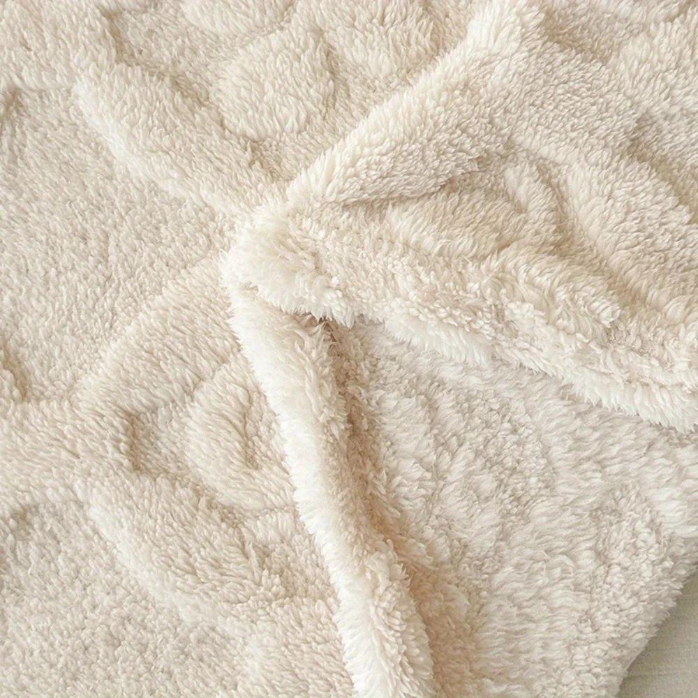 Leaf Embroidery Fleece Winter Blanket by Casa & Beyond