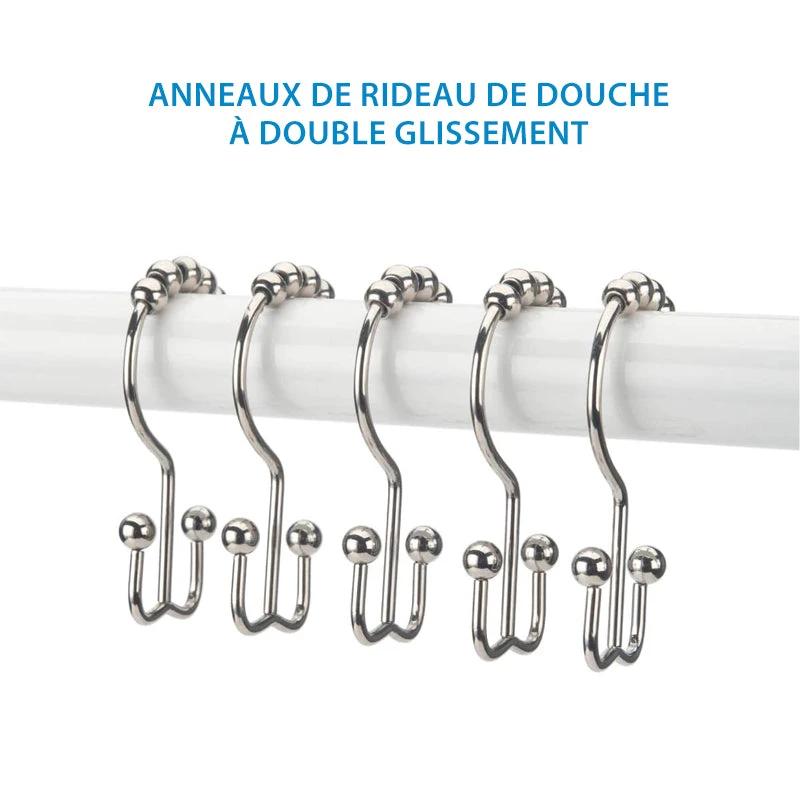 Stainless steel shower curtain hooks (12 pieces) by Bowlift