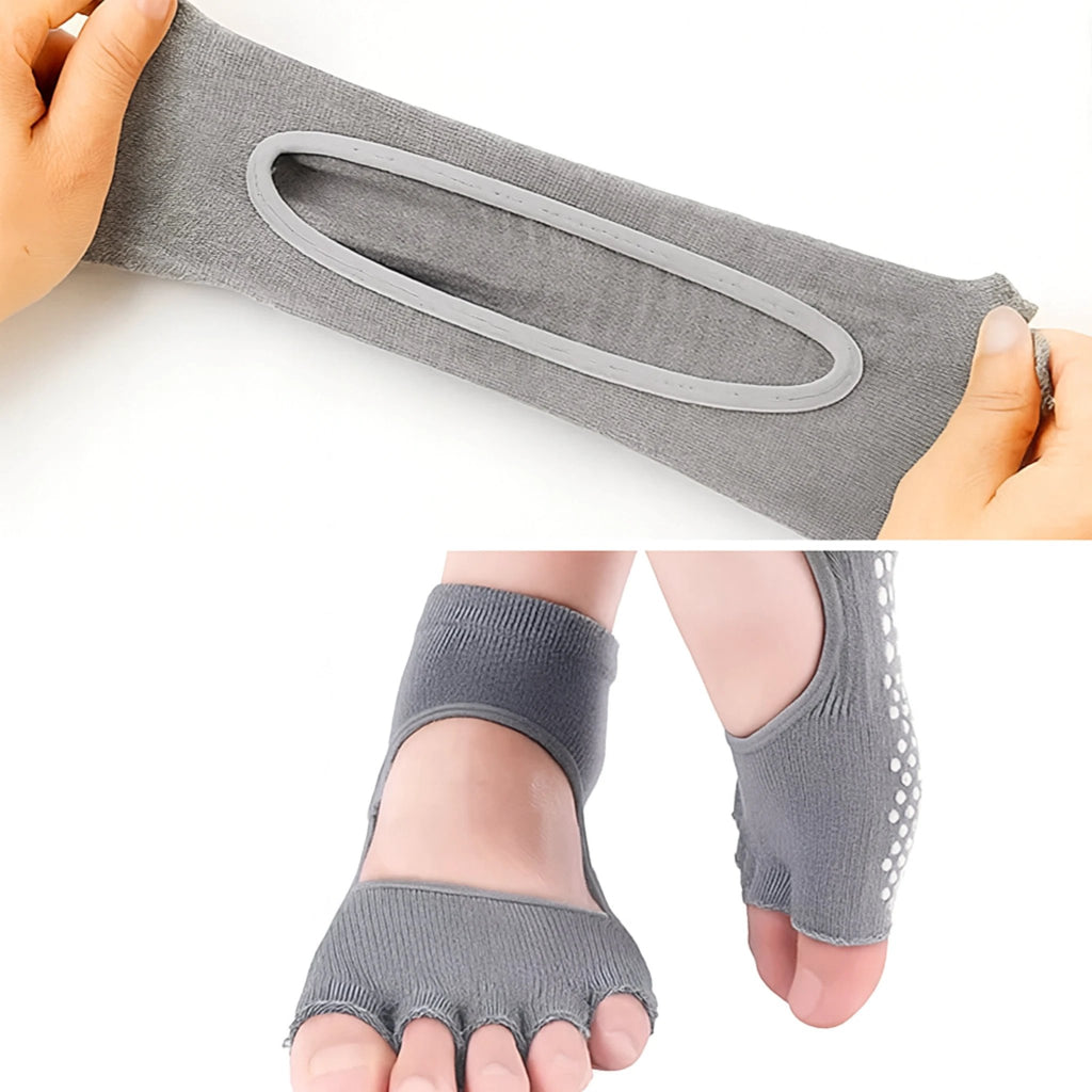 Slip Yoga Grip Socks – Open-Toe & Breathable – Rubberised Sole for Women – Stability Balance Comfort in Yoga & Pilates Bowlift by Bowlift