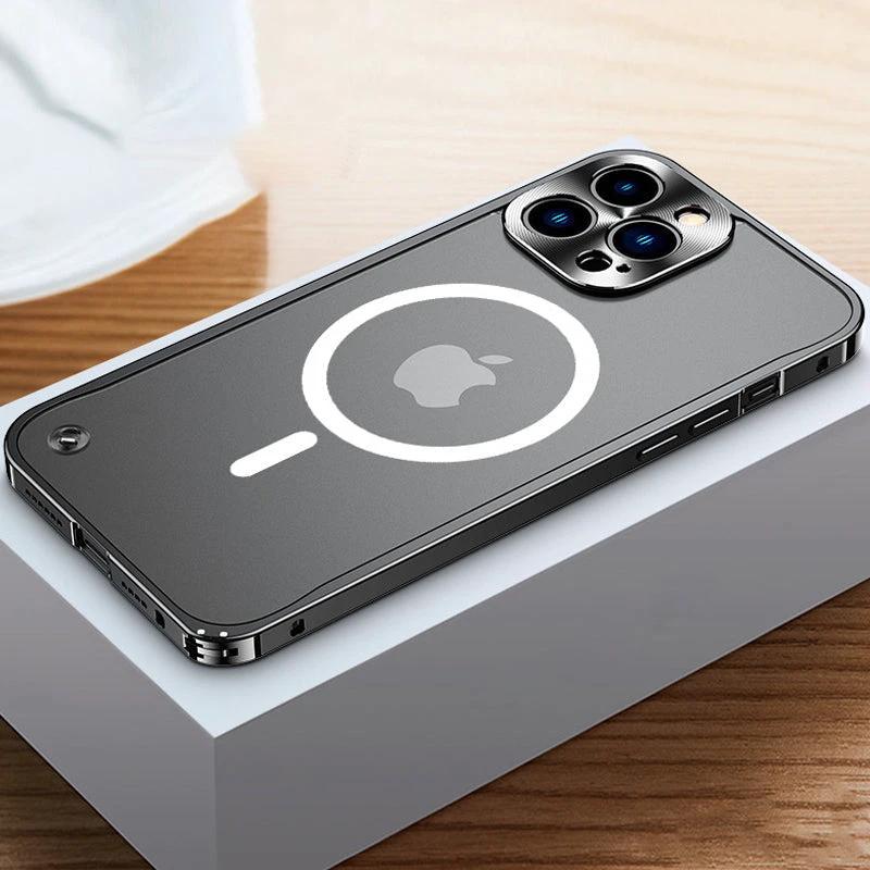Magnetic phone case for iPhone with metal frame by Bowlift