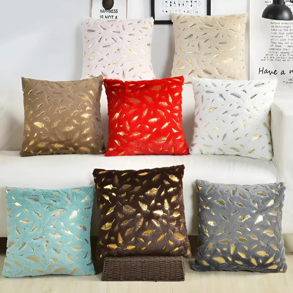 Golden Leaf Velvet Cushion Covers by Casa & Beyond