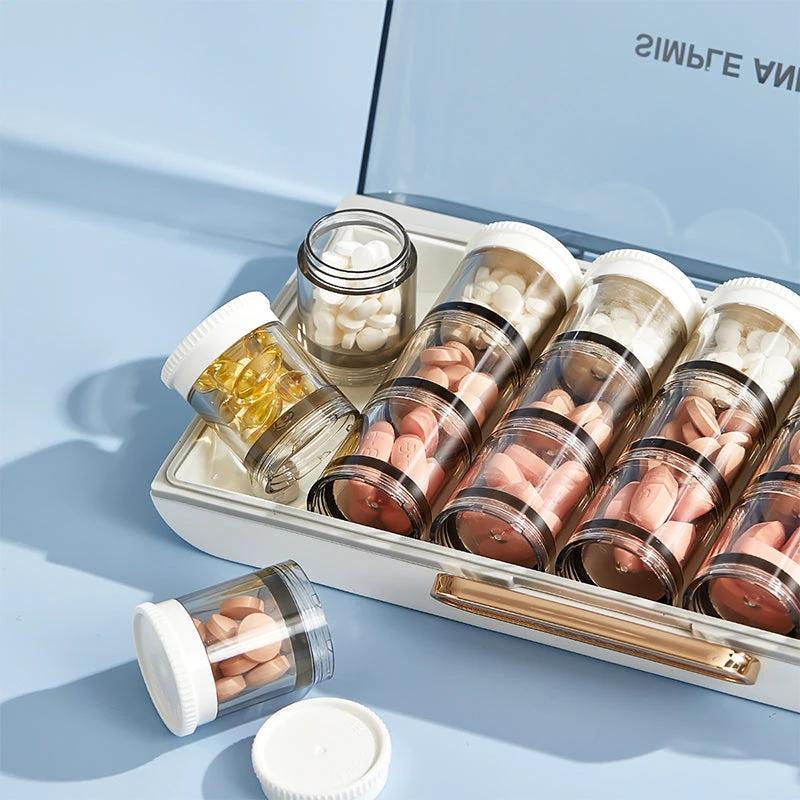 Portable high-capacity weekly pill organizer by Bowlift