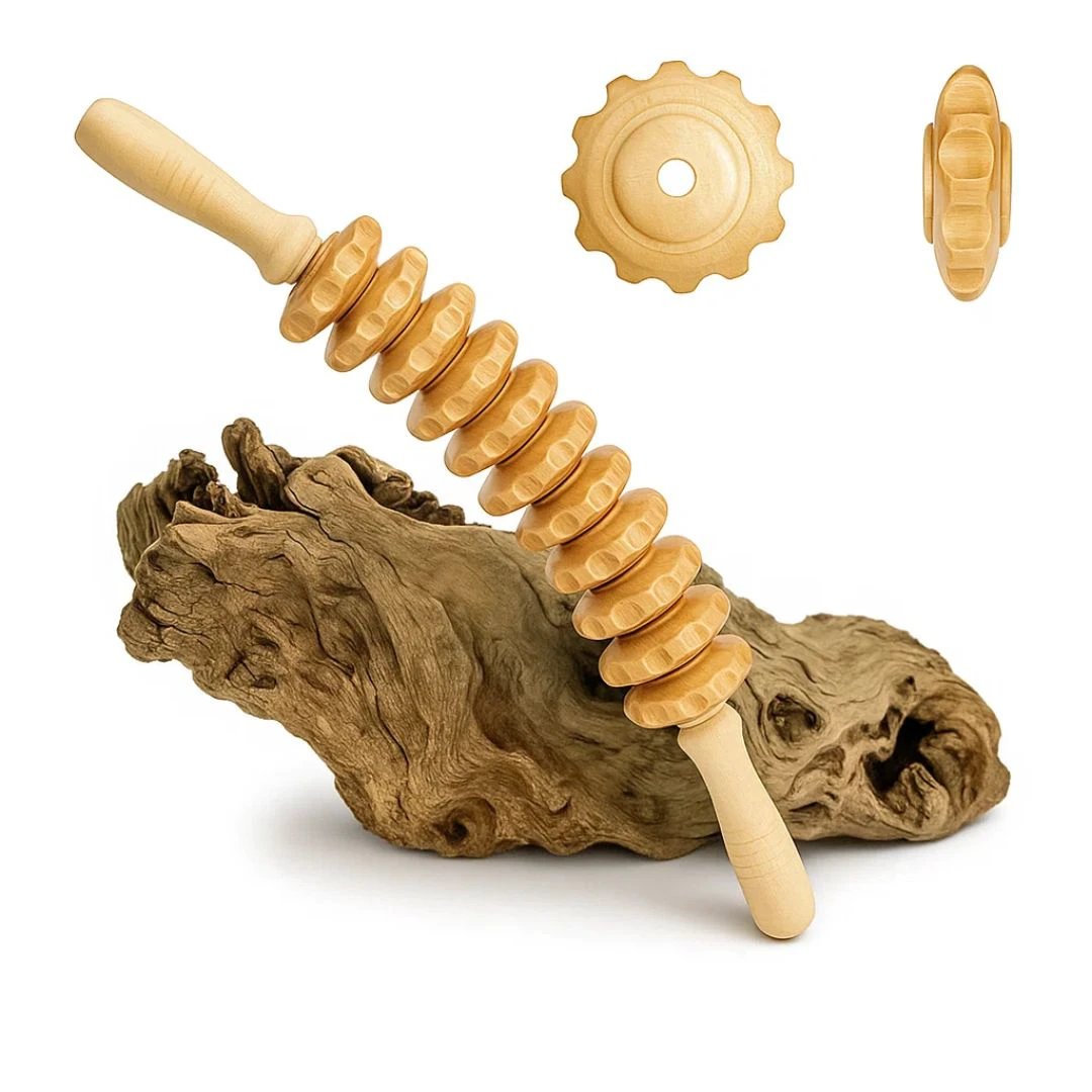De-Puffing Anti-Cellulite Wood Massager – Skin Smoothing Pain Relief – Home Body Sculpting Tool Bowlift by Bowlift