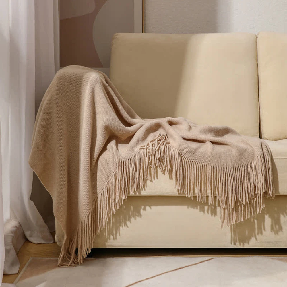 Chunky Knit Tassel Blanket by Casa & Beyond