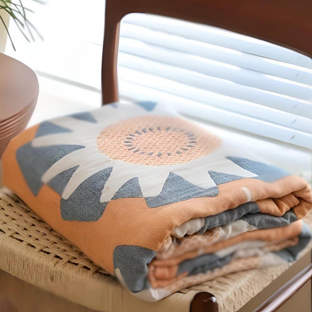 Windmill Flower Patterns Cotton Blanket by Casa & Beyond
