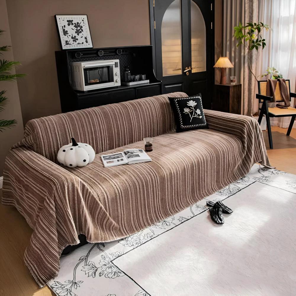Regal Stripes Chenille Sofa Cover by Casa & Beyond