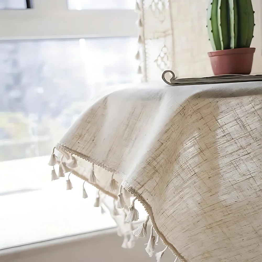 Farmhouse Chic Linen Geometric Curtain by Casa & Beyond