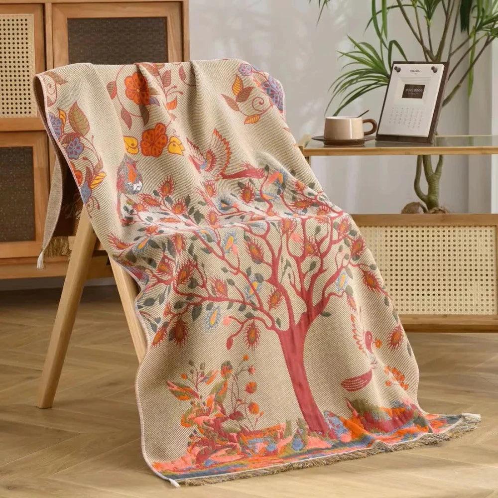 Vibrant Tree Cotton Tassel Towel by Casa & Beyond