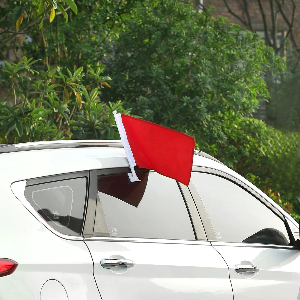Purle Red Flag Car Window Flag of Red Color 11X18 Inch(28x46cm) 100% Polyester, Strong White Flagpole by flagsshop