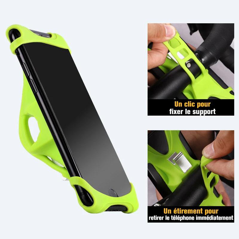 Universal silicone phone holder for the bicycle, non-slip, adjustable by Bowlift