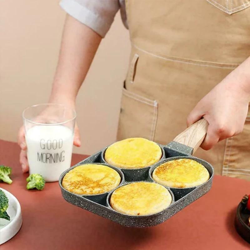 Four-hole egg pan, breakfast omelette household frying pan non-stick pan by BowLift