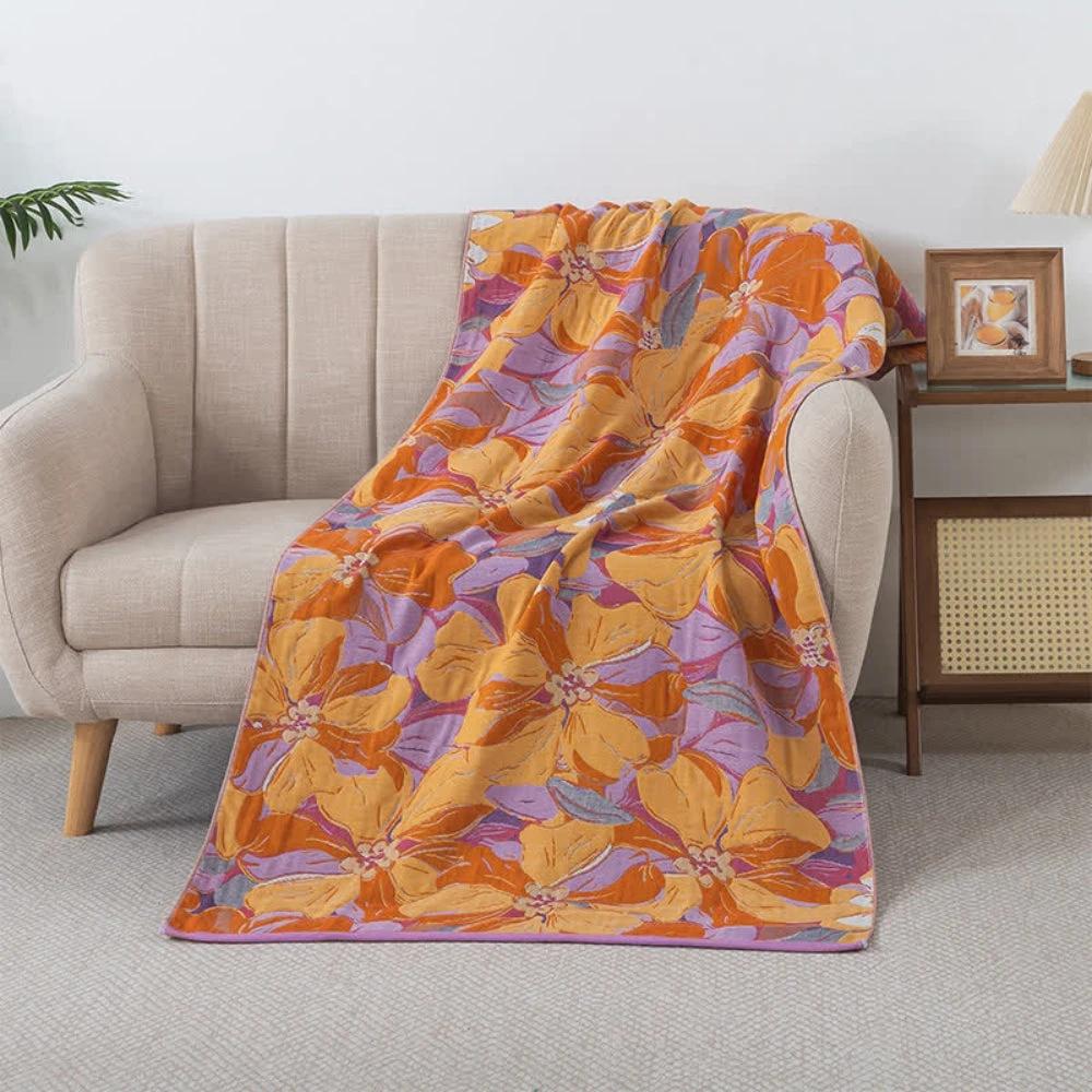 Sunset Bloom Cotton Gauze Bath Towel by Casa & Beyond