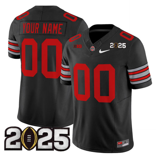 Custom Ohio State Jersey Heritage Stripe 2025 CFP Final Patch Stitched Black by My Store NCAA Football Jerseys