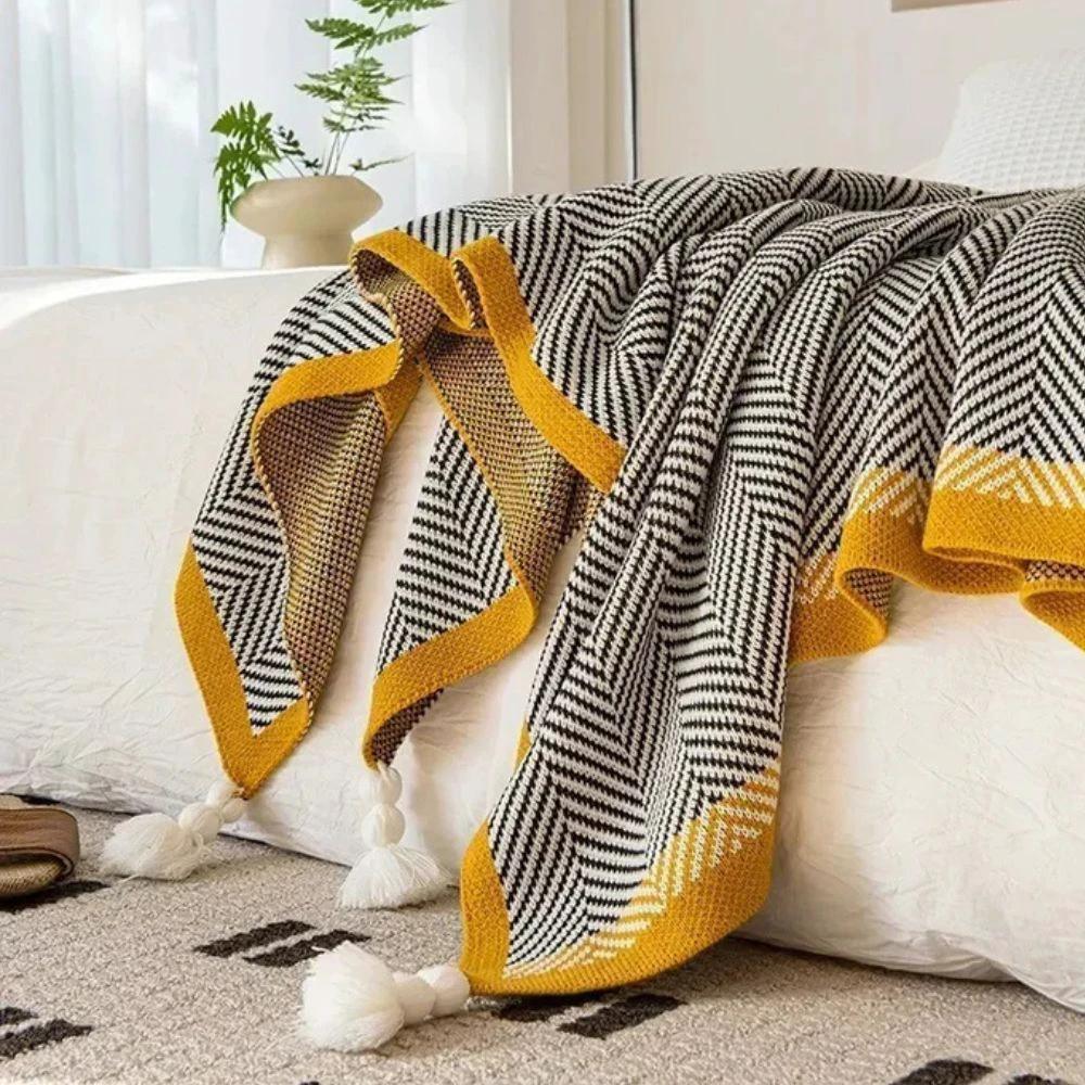 Golden Chevron Luxe Blanket by Casa & Beyond