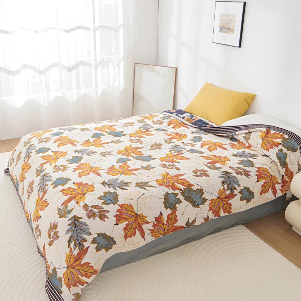 Maple Leaf Cotton Blanket by Casa & Beyond