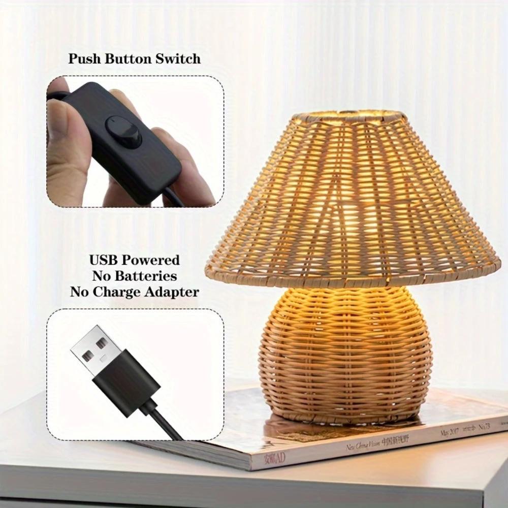 Noya Rattan Table Lamp Home Decor by Casa & Beyond