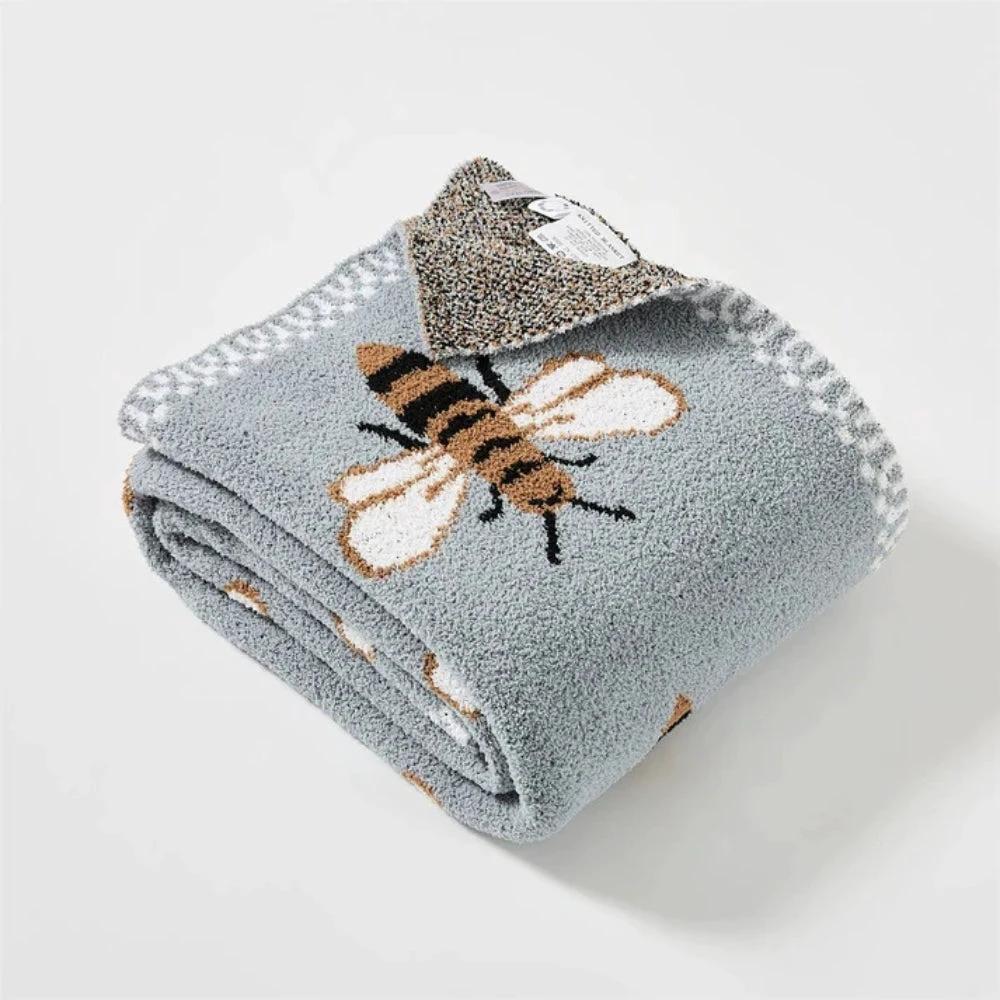 Fuzzy Bee Pattern Throw Blanket by Casa & Beyond