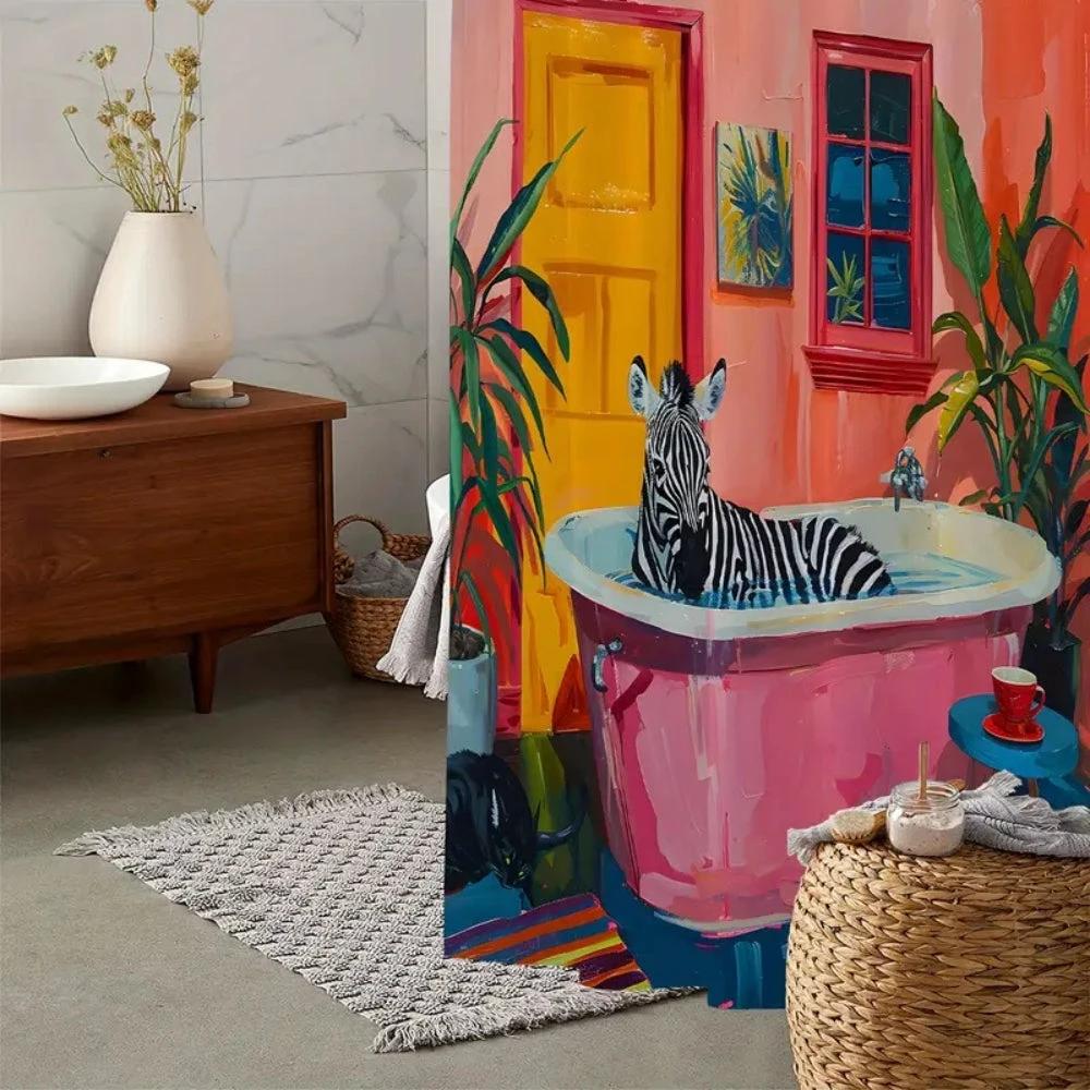 Playful Pink Zebra Curtain by Casa & Beyond