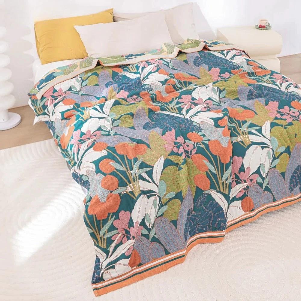 Garden-Inspired Cotton Gauze Blanket by Casa & Beyond