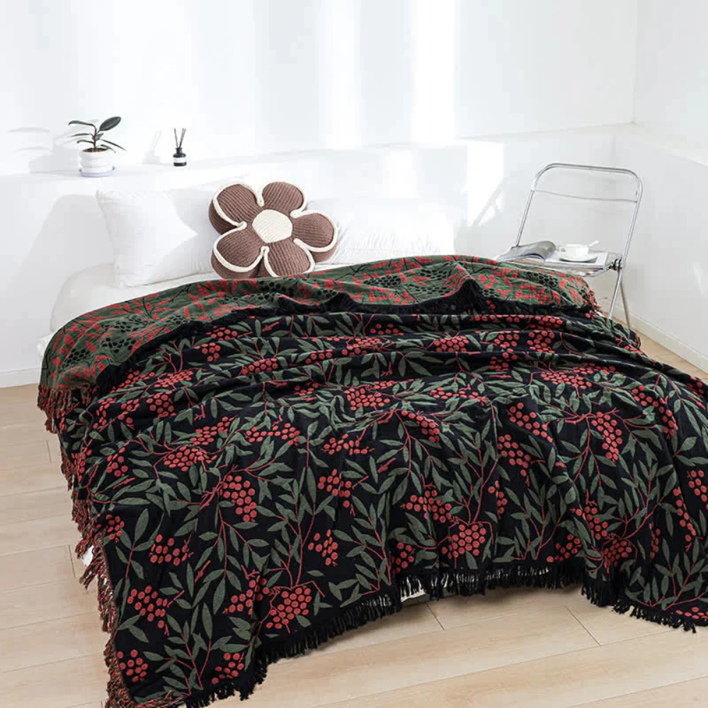 Vibrant Begonia Fruit Tassel Blanket by Casa & Beyond