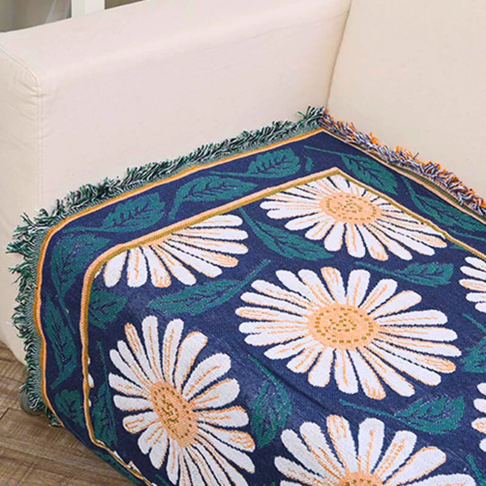 Bohemian Shiragiku Tassel Cotton Knit Blanket by Casa & Beyond
