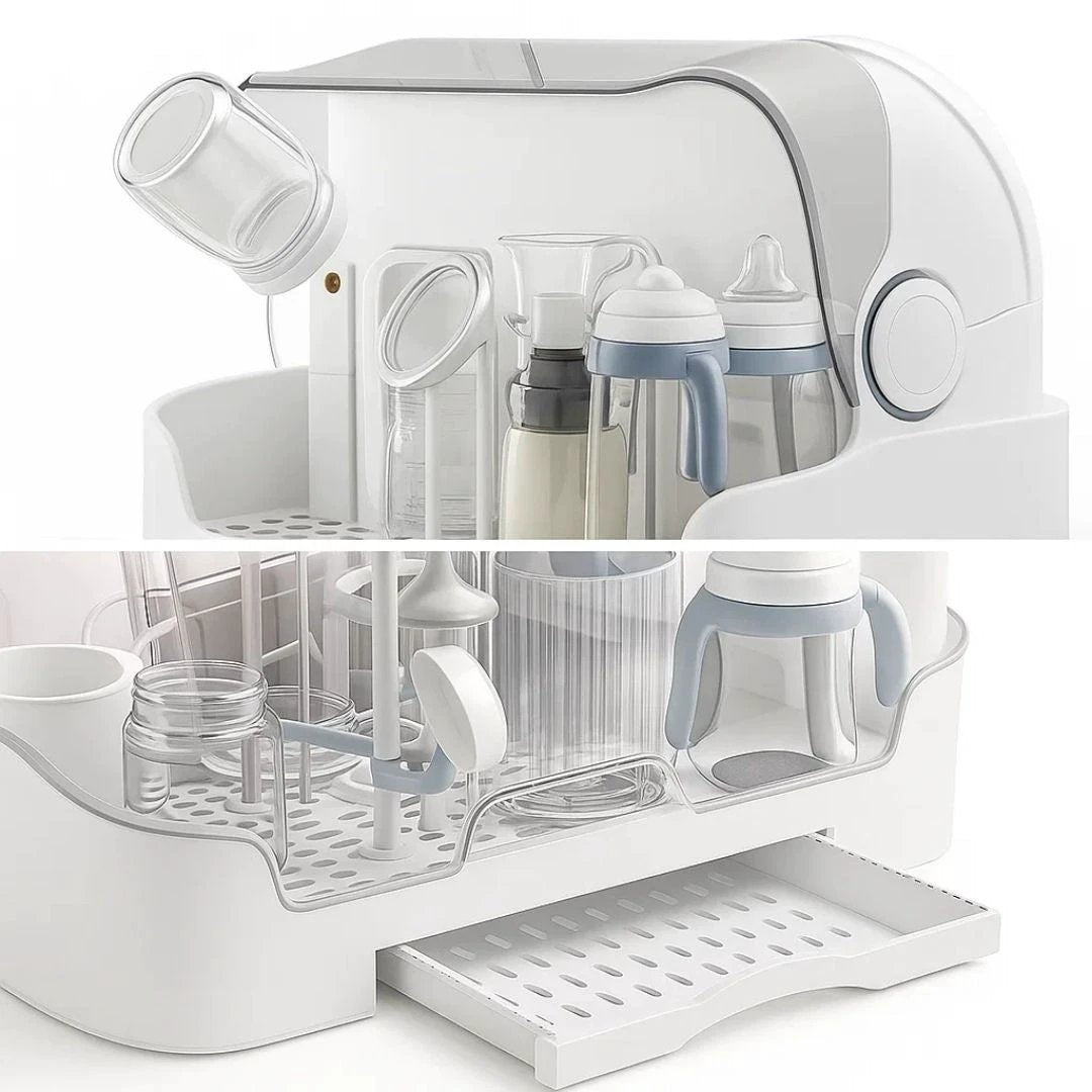 High Capacity Holds Many Bottles – Dust-Cover Lid – Hygienic Fast Drying Keeps Bottles Germ-Free Bowlift by Bowlift
