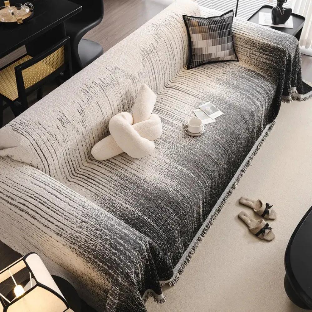 Neutral Tone Chenille Sofa Cover by Casa & Beyond