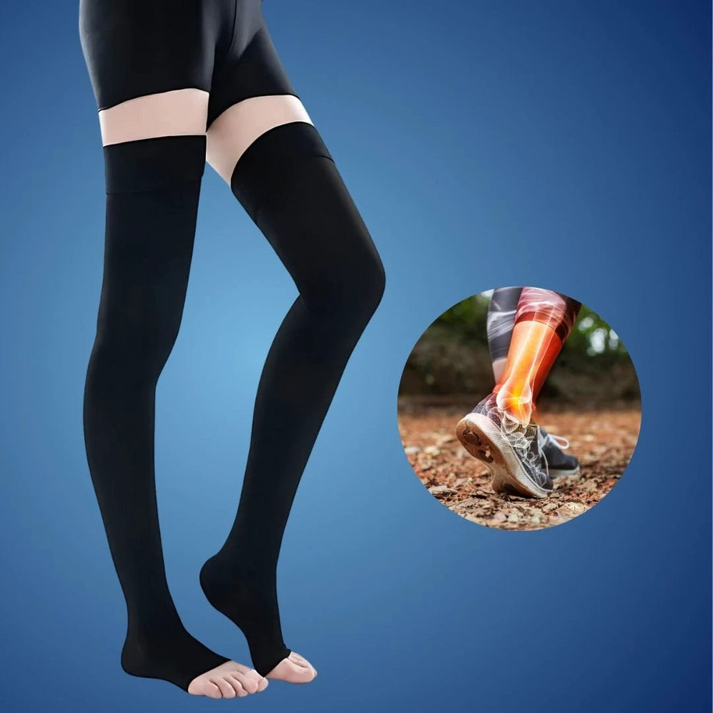 FlexiSupport | Toeless Thigh Compression Stockings - Graduated Compression for Improved Circulation & Swelling Relief Bowlift by Bowlift