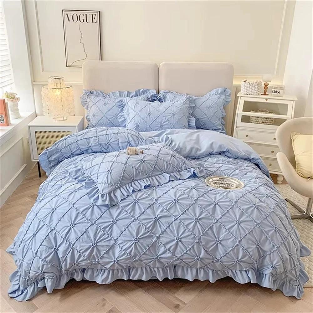 Belle Cotton Plush Ruffle Bedding | 4pcs Set by Casa & Beyond