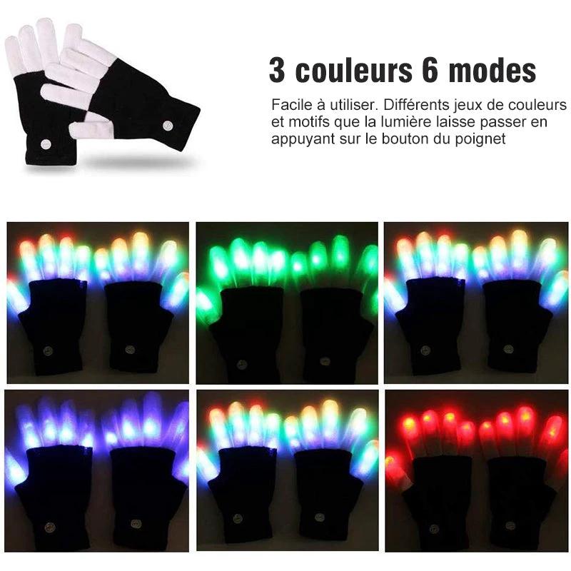 Leather Gloves Finger Lights 3 Colors 6 Modes by Bowlift