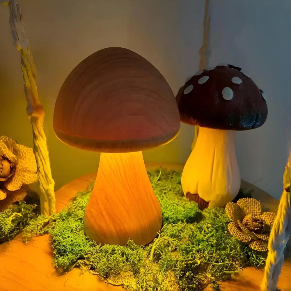 Wooden Mushroom Lamp by Casa & Beyond