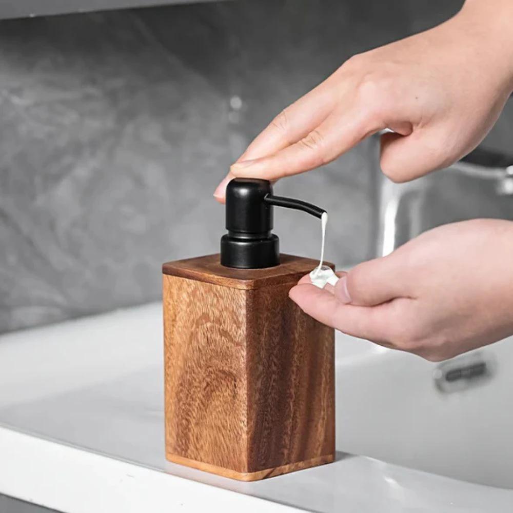 Walnut Aura Lotion & Soap Dispenser by Casa & Beyond