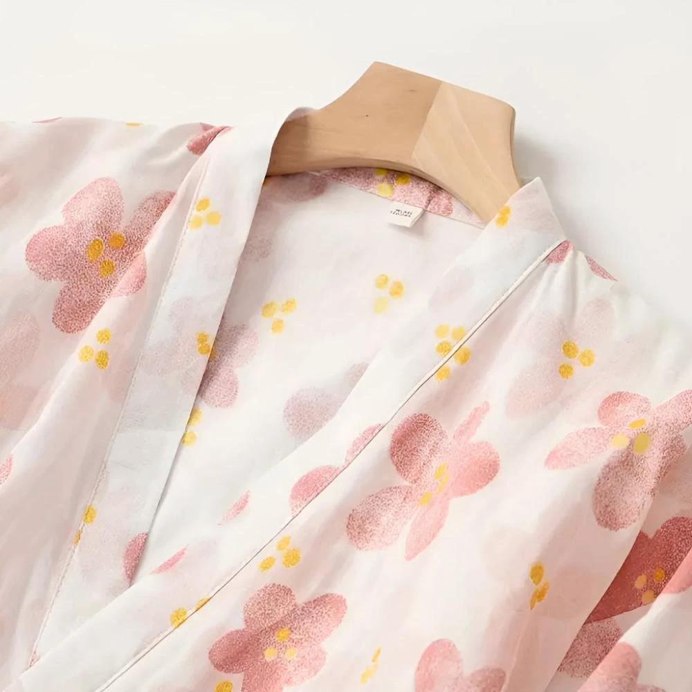 Women's Floral Pattern Cotton Bathrobe by Casa & Beyond