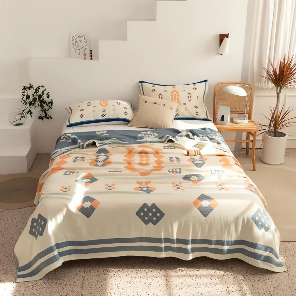 Chevron Design Four-Layer Cotton Blanket by Casa & Beyond