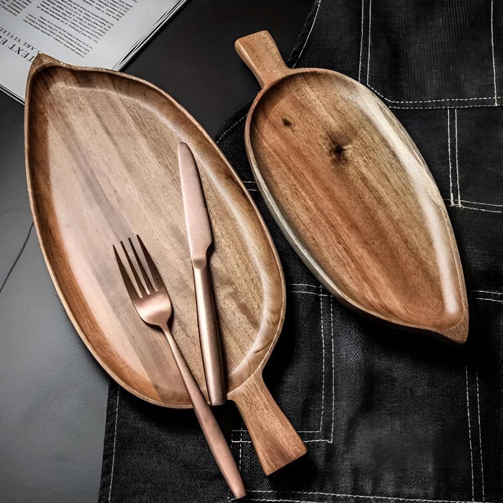 Leaf-Shaped Wooden Serving Plate by Casa & Beyond