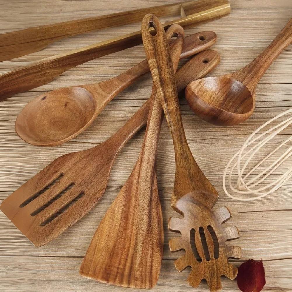 Premium Wooden Cooking Utensils | 7 Sets by Casa & Beyond