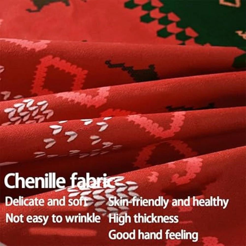 Festive Red Christmas Chenille Tablecloth by Casa & Beyond