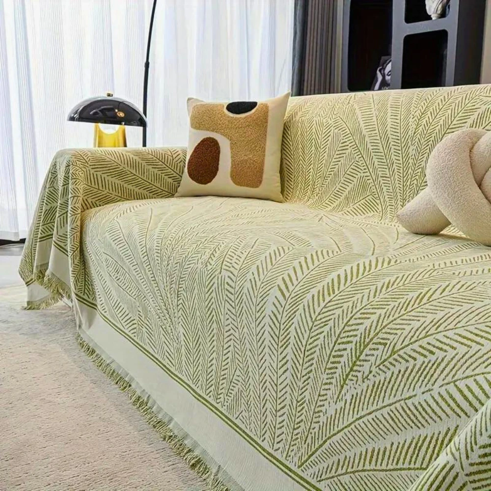 Leaf Pattern Luxury Sofa Cover by Casa & Beyond