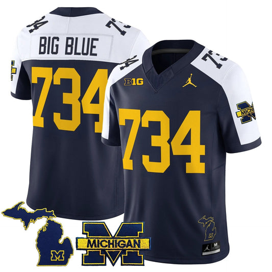 Big Blue Jersey #734 Michigan Wolverines 2025 Limited V2 Stitched Navy Alter by My Store NCAA Football Jerseys