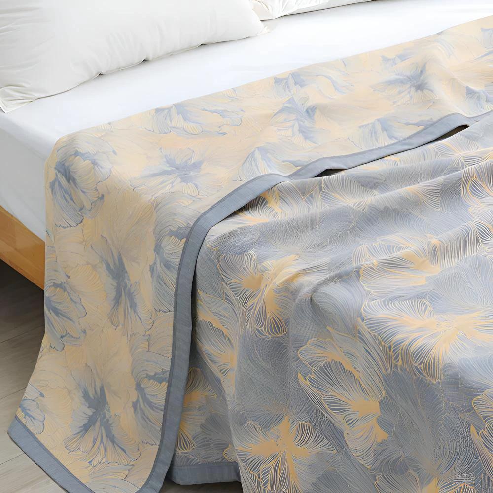 Flower Print Flax Throw by Casa & Beyond