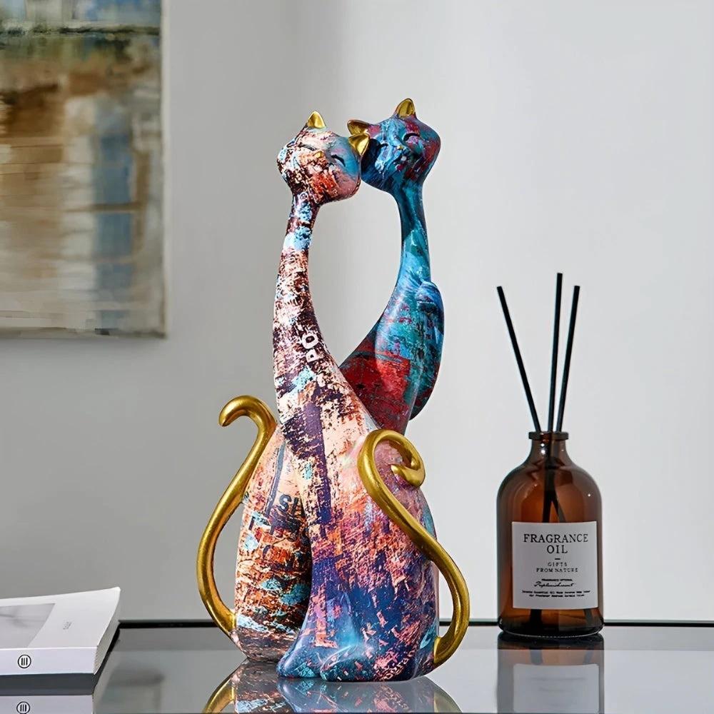 Minimalist Cat Sculpture Duo for Modern Decorative Accents Bowlift by Bowlift